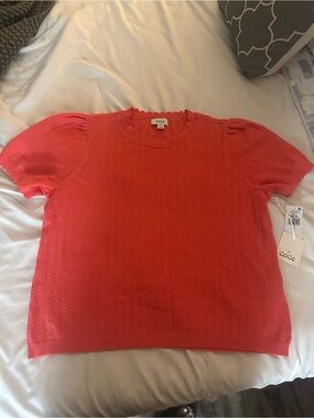 CeCe Coral Knit Short-Sleeve Top